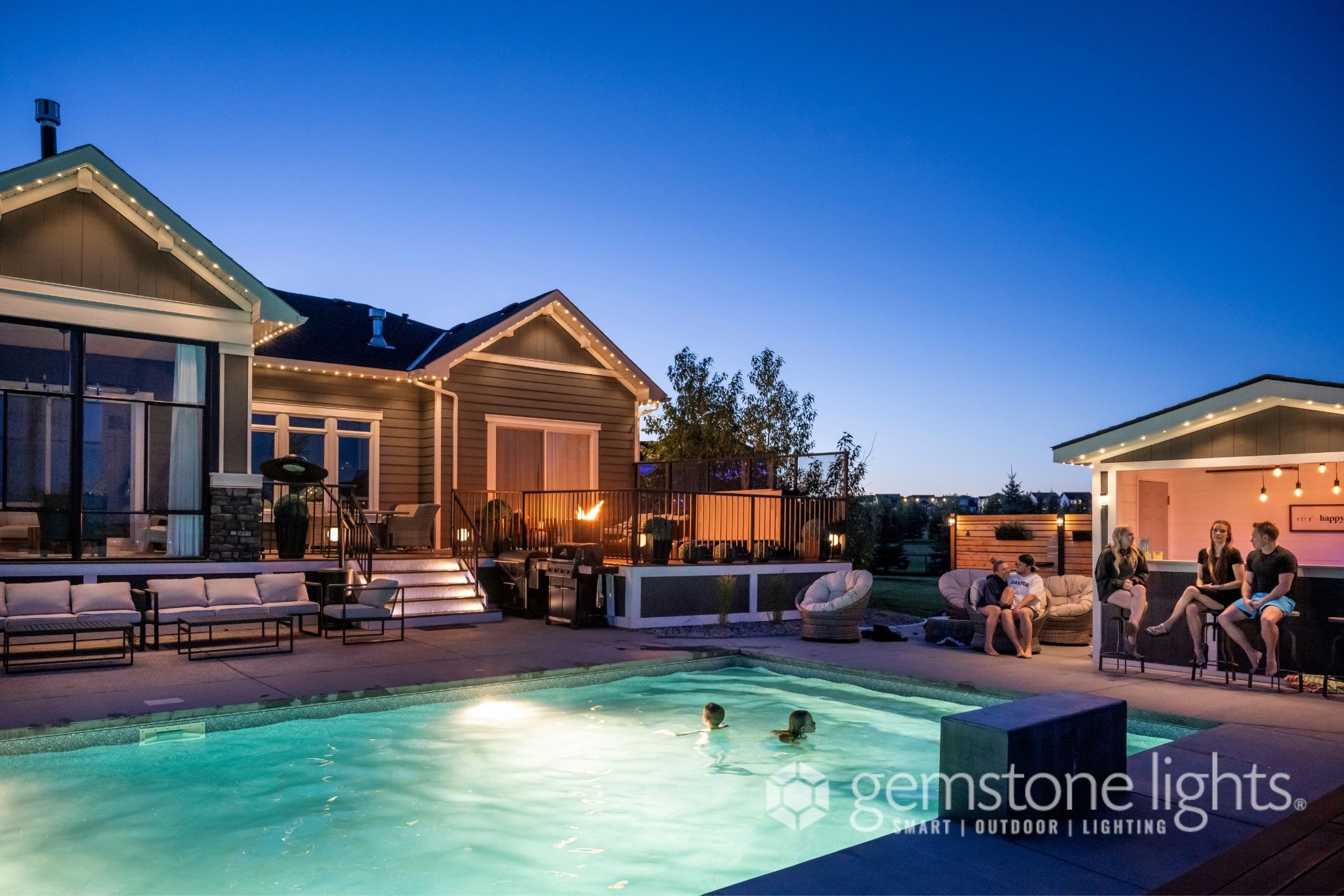 Backyard pool lighting